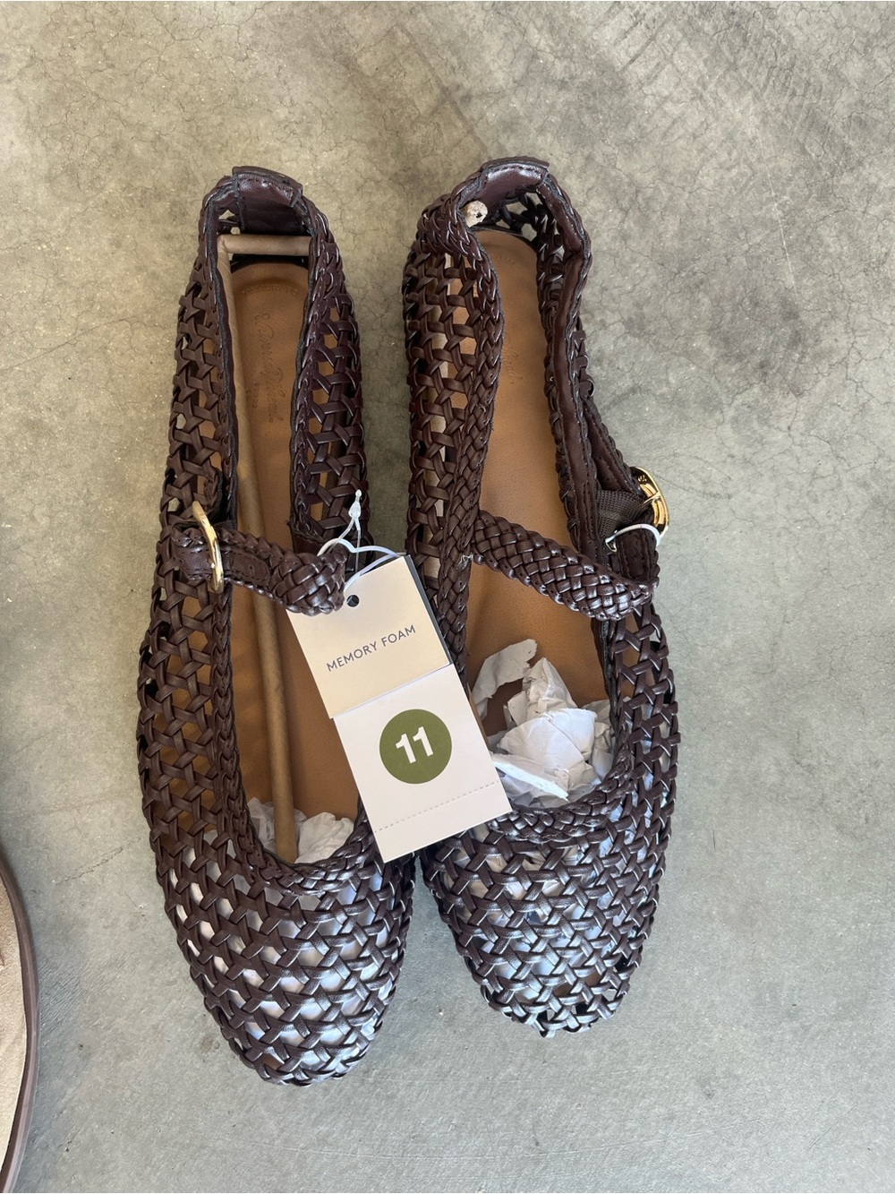 Universal Thread Woven Mary Jane Flats in Dark Brown